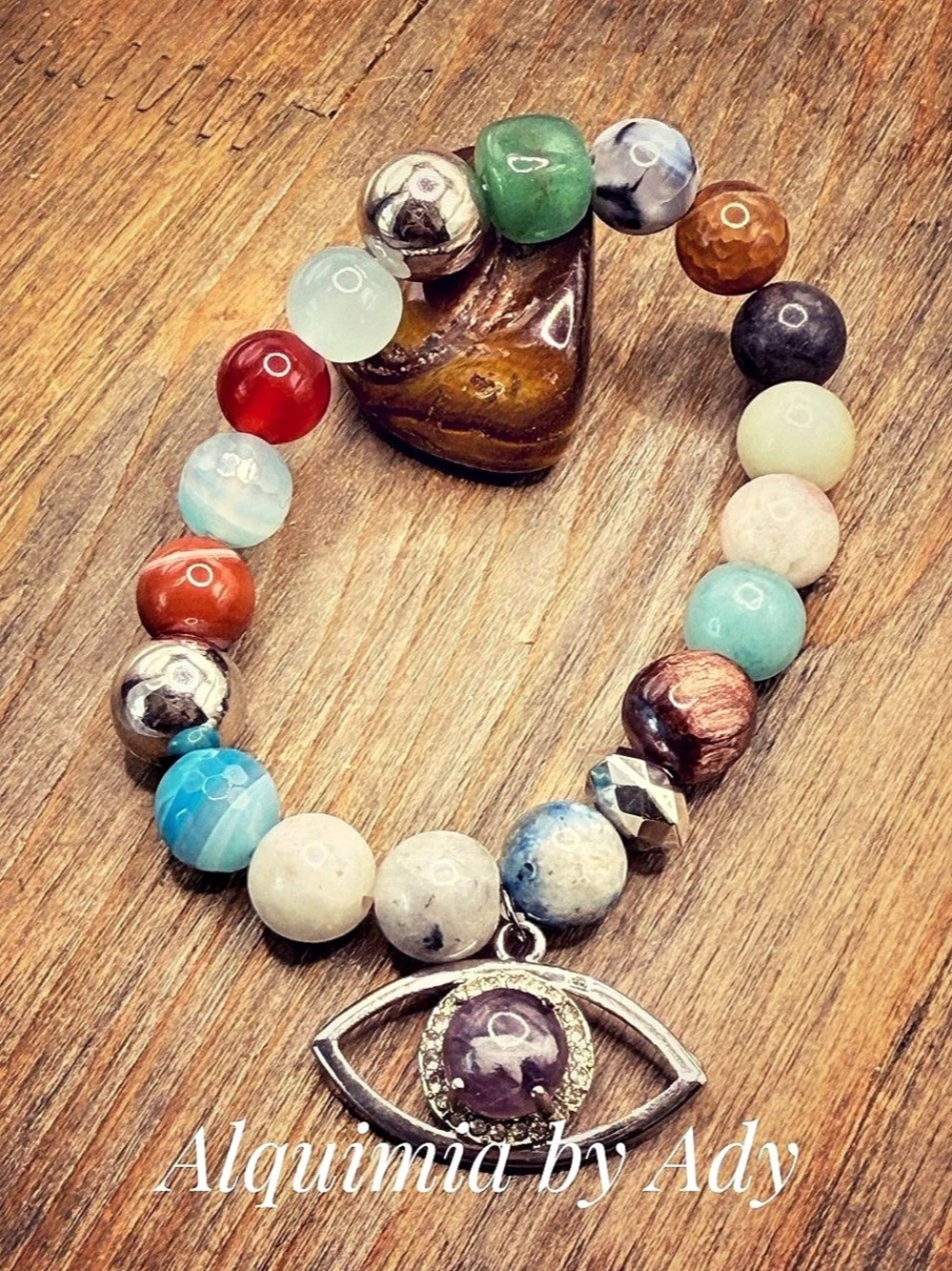AMETHYST + Multicolor Gemstone Pendant bracelet